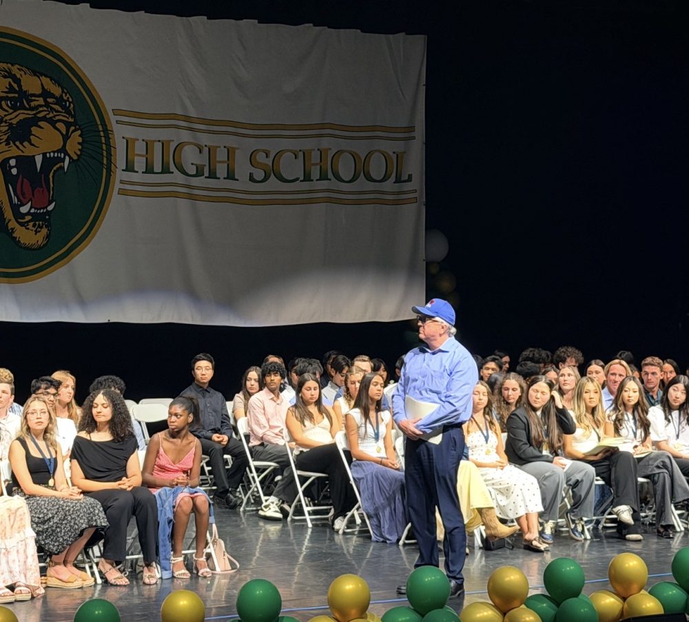 Darryl at the Brea Olinda High School Senior Awards in 2026 to give out the Richard Jones Memorial Scholarships.